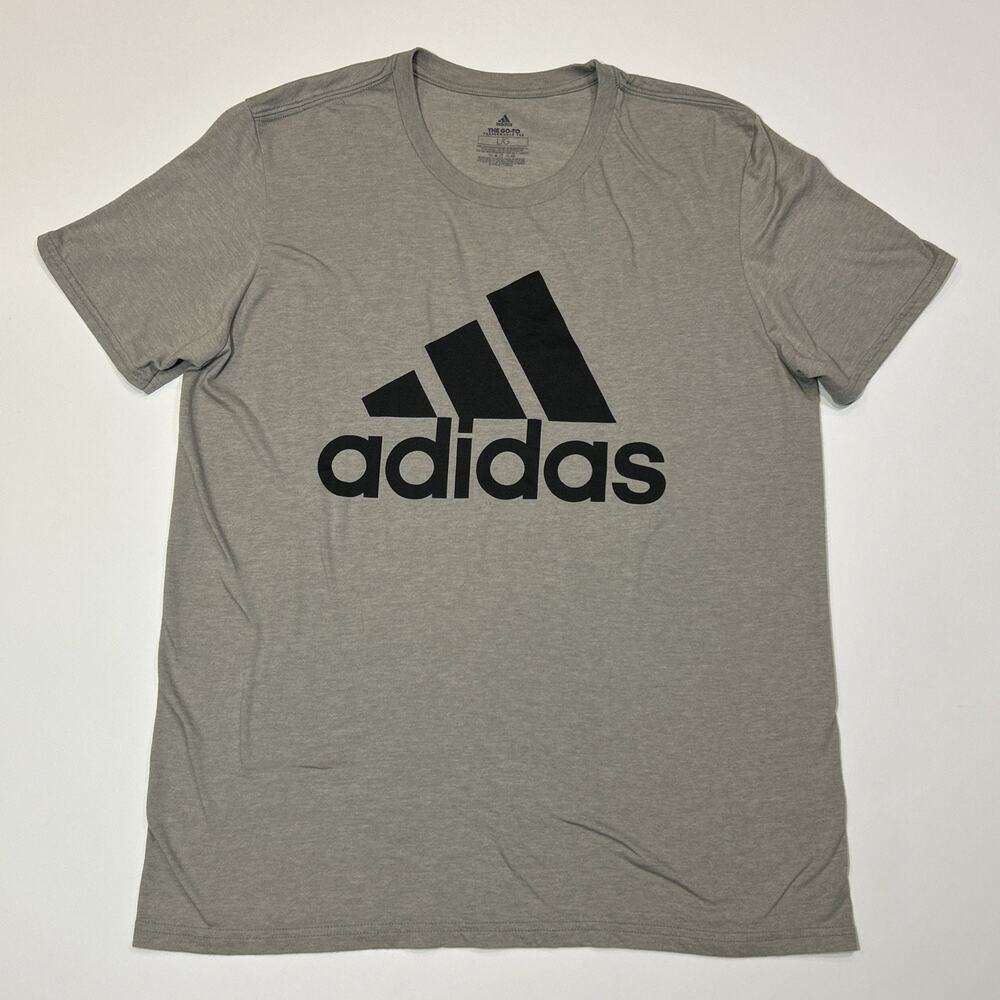 Adidas Shirt Mens Size Large Go To Performance Tee Gray Logo Activwear